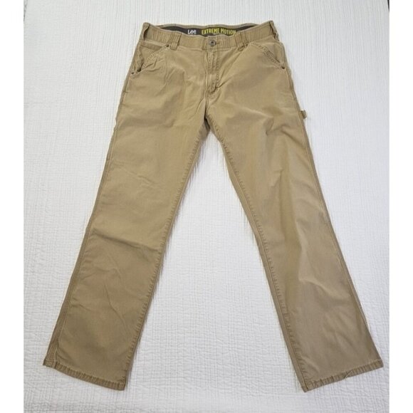 Lee Extreme Motion Utility Pants Men 36x32 Beige Loose Fit Straight Stretch - Picture 1 of 16